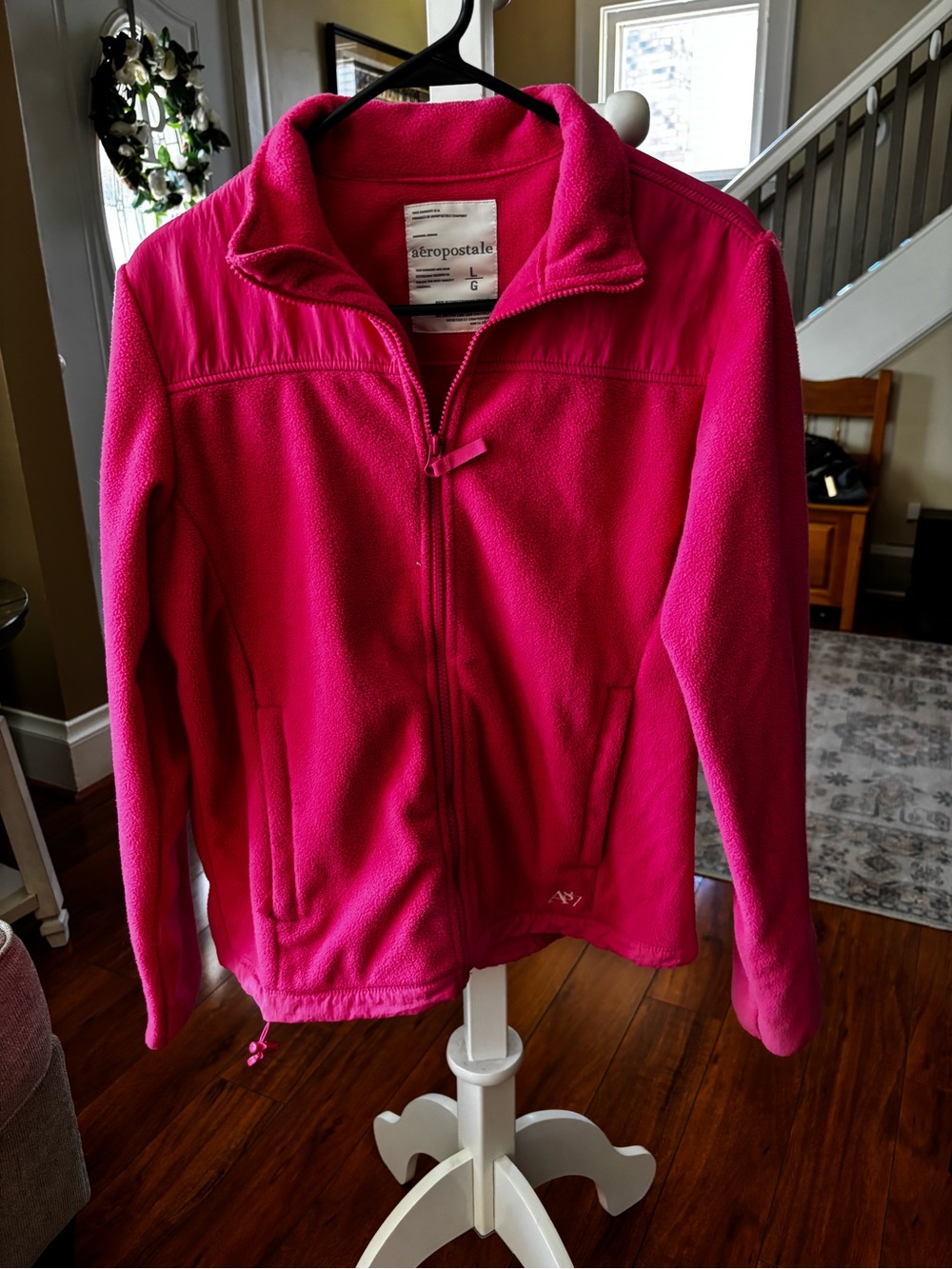 Aeropostale Women's Bright Pink Fleece Zip Jacket